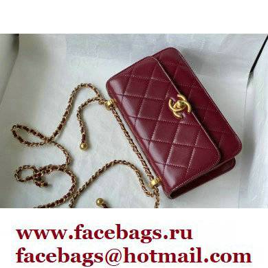 Chanel Calfskin Mini Flap Bag AS2615 Burgundy 2021 - Click Image to Close