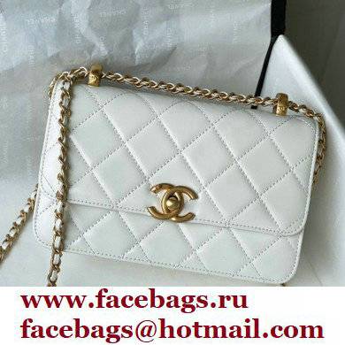 Chanel Calfskin Mini Flap Bag AS2615 White 2021 - Click Image to Close