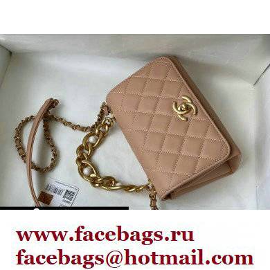 Chanel Calfskin Pearl Handle Mini Flap Bag AS2638 Beige 2021 - Click Image to Close
