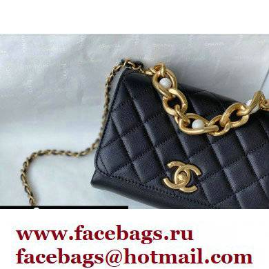 Chanel Calfskin Pearl Handle Mini Flap Bag AS2638 Black 2021