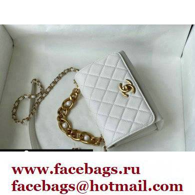 Chanel Calfskin Pearl Handle Mini Flap Bag AS2638 White 2021 - Click Image to Close