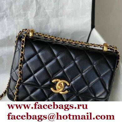 Chanel Calfskin Small Flap Bag AS2649 Black 2021 - Click Image to Close