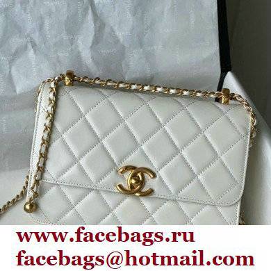 Chanel Calfskin Small Flap Bag AS2649 White 2021 - Click Image to Close