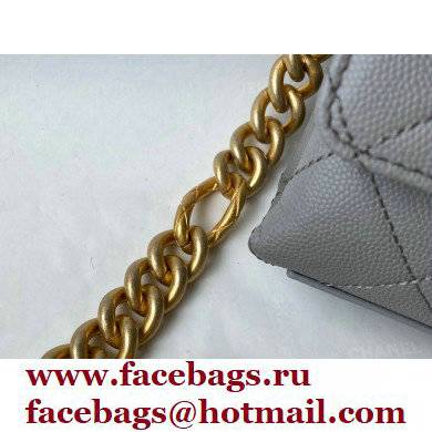 Chanel Logo Plate Grained Calfskin Mini Flap Bag AS2711 Gray 2021 - Click Image to Close