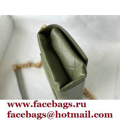 Chanel Logo Plate Grained Calfskin Small Flap Bag AS2764 Army Green 2021 - Click Image to Close