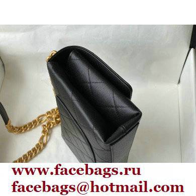 Chanel Logo Plate Grained Calfskin Small Flap Bag AS2764 Black 2021