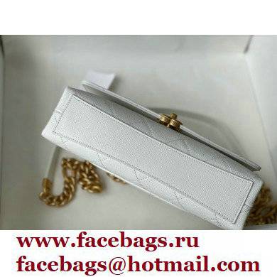 Chanel Logo Plate Grained Calfskin Small Flap Bag AS2764 White 2021 - Click Image to Close