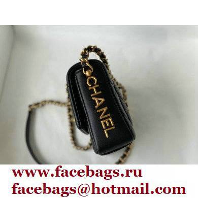 Chanel Logo Side Mini Flap Bag AS2733 Black 2021 - Click Image to Close