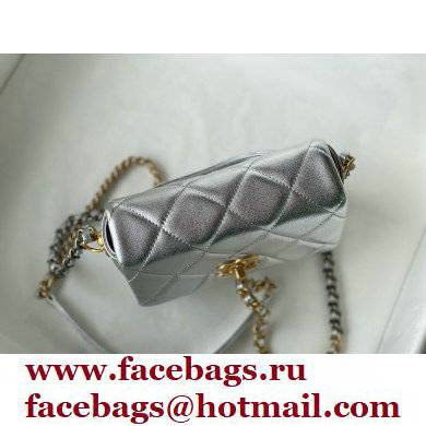 Chanel Logo Side Mini Flap Bag AS2733 Silver 2021