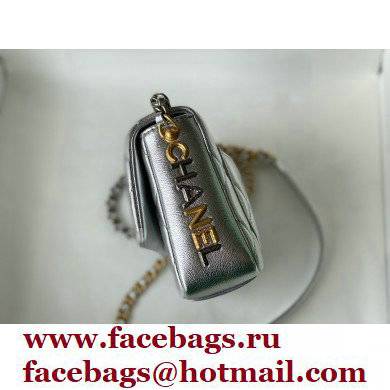 Chanel Logo Side Mini Flap Bag AS2733 Silver 2021 - Click Image to Close