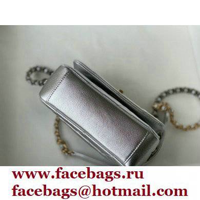 Chanel Logo Side Mini Flap Bag AS2733 Silver 2021