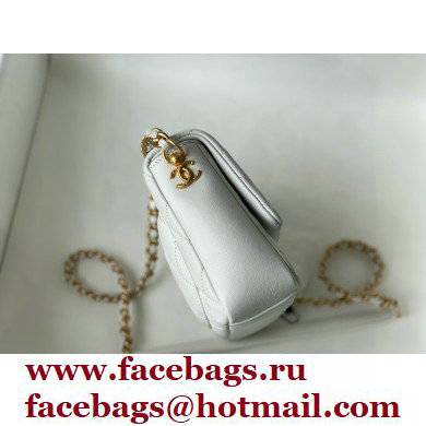 Chanel Logo Side Mini Flap Bag AS2733 White 2021
