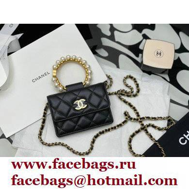 Chanel Pearl Bracelet Clutch With Chain black AP2274 2021 - Click Image to Close