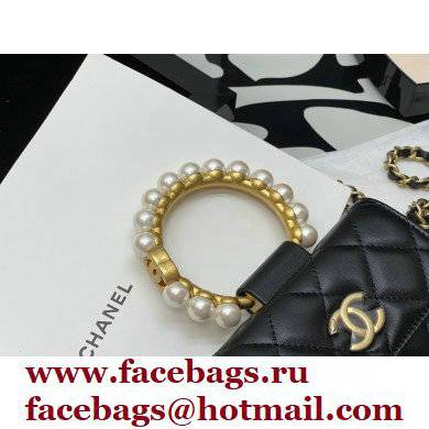 Chanel Pearl Bracelet Clutch With Chain black AP2274 2021 - Click Image to Close