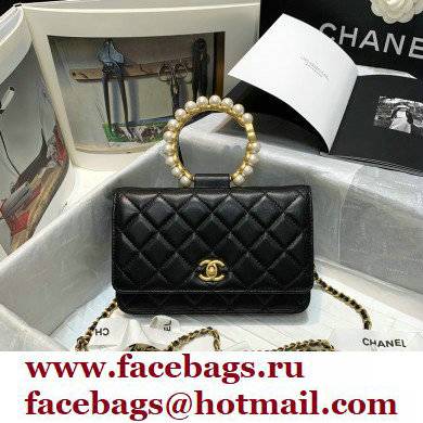 Chanel Pearl Bracelet Rectangle Wallet On Chain BLACK AP2272 2021