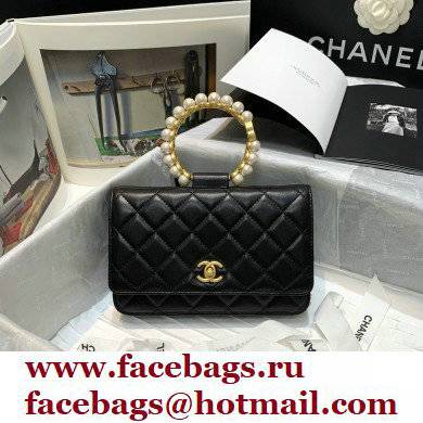 Chanel Pearl Bracelet Rectangle Wallet On Chain BLACK AP2272 2021 - Click Image to Close