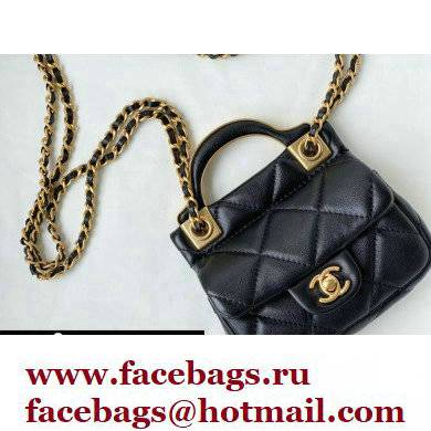 Chanel Vintage Messenger Hanger Mini Flap Bag AS2271 Black 2021 - Click Image to Close