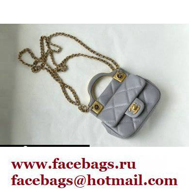 Chanel Vintage Messenger Hanger Mini Flap Bag AS2271 Gray 2021