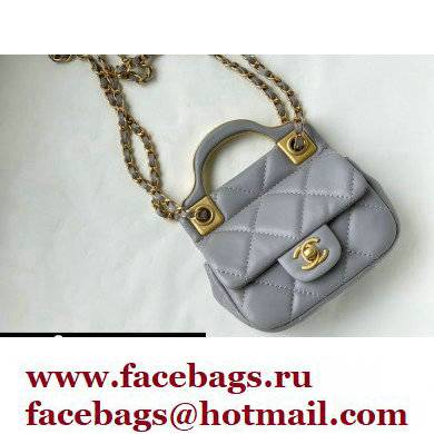 Chanel Vintage Messenger Hanger Mini Flap Bag AS2271 Gray 2021 - Click Image to Close