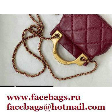 Chanel Vintage Messenger Hanger Mini Flap Bag AS2271 Red 2021 - Click Image to Close