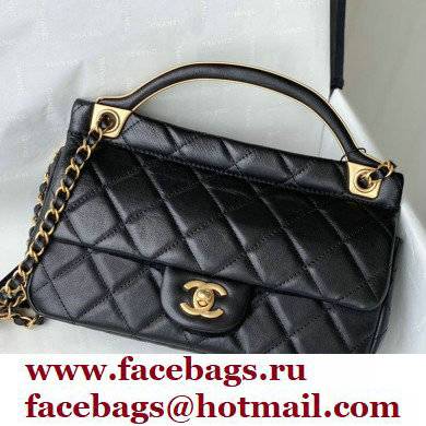 Chanel Vintage Messenger Hanger Small Flap Bag AS2438 Black 2021 Chanel Vintage Messenger Hanger Small Flap Bag AS2438 Black 2021
