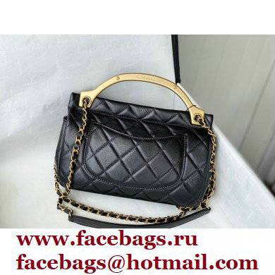 Chanel Vintage Messenger Hanger Small Flap Bag AS2438 Black 2021 - Click Image to Close
