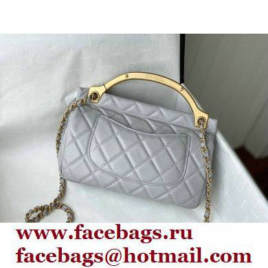 Chanel Vintage Messenger Hanger Small Flap Bag AS2438 Gray 2021 - Click Image to Close