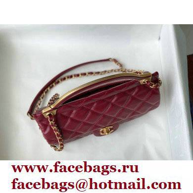 Chanel Vintage Messenger Hanger Small Flap Bag AS2438 Red 2021 - Click Image to Close
