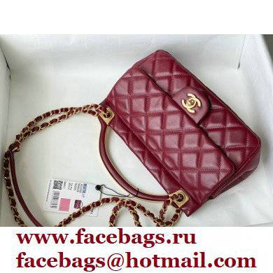 Chanel Vintage Messenger Hanger Small Flap Bag AS2438 Red 2021 - Click Image to Close