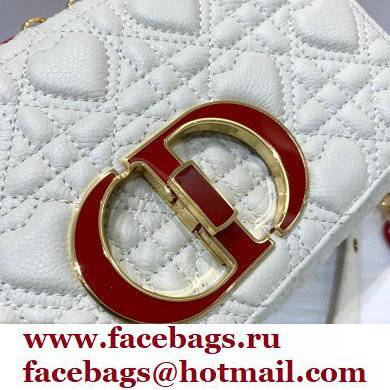 Dior Small Caro Dioramour Bag White with Heart Motif 2021