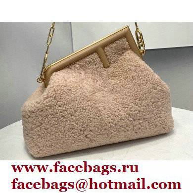 Fendi First Medium Sheepskin Bag Nude Pink 2021 Fendi First Medium Sheepskin Bag Nude Pink 2021