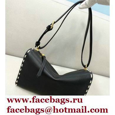 Fendi Triangle Leather Shoulder Bag Black 2021