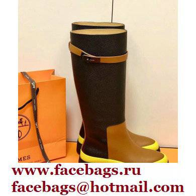 Hermes Barn High Boots Black/Brown Handmade - Click Image to Close