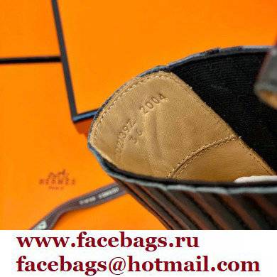 Hermes Barque Ankle Boots Black/Blue Handmade
