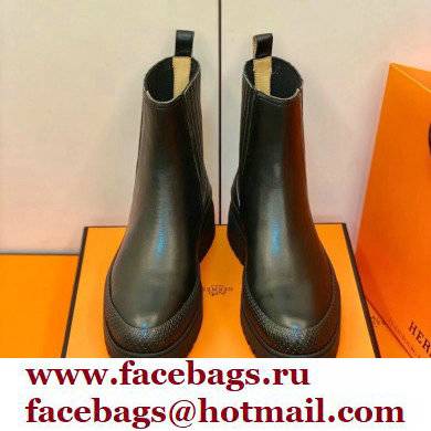 Hermes Barque Ankle Boots Black Handmade