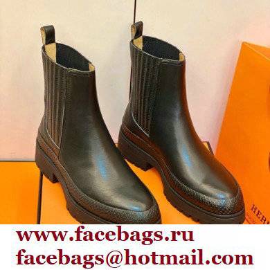 Hermes Barque Ankle Boots Black Handmade - Click Image to Close