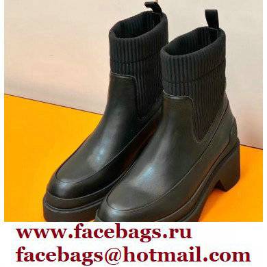 Hermes Heel Ankle Boots Black Handmade