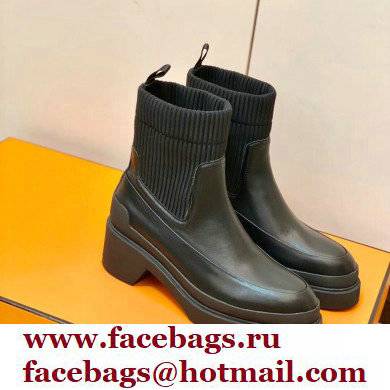 Hermes Heel Ankle Boots Black Handmade - Click Image to Close