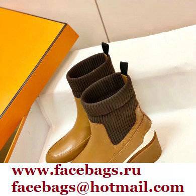 Hermes Heel Ankle Boots Brown Handmade