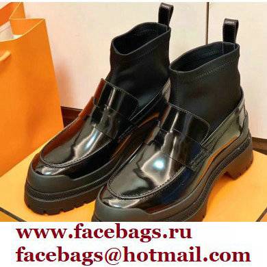 Hermes Heel Brushed Leather Ankle Boots Black Handmade