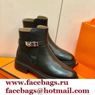 Hermes Veo Ankle Boots Black Handmade