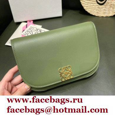 Loewe Goya Accordion Clutch Bag in Silk Calfskin Army Green 2021