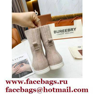 Loro Piana Knit Cocoon Suede Walk Ankle Boots Creamy