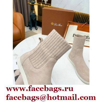 Loro Piana Knit Cocoon Suede Walk Ankle Boots Creamy - Click Image to Close