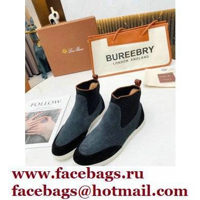 Loro Piana Knit Suede Walk Beatle Boots Black - Click Image to Close