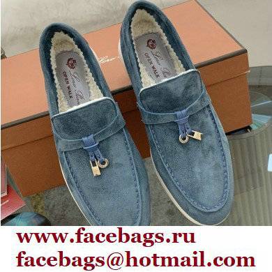 Loro Piana Shearling Fur Suede Calfskin Summer Charms Walk Loafers 01 - Click Image to Close