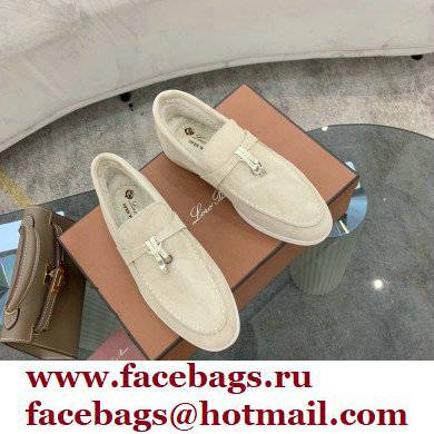 Loro Piana Shearling Fur Suede Calfskin Summer Charms Walk Loafers 03 - Click Image to Close