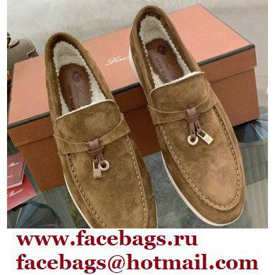 Loro Piana Shearling Fur Suede Calfskin Summer Charms Walk Loafers 04 - Click Image to Close
