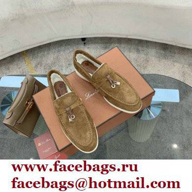 Loro Piana Shearling Fur Suede Calfskin Summer Charms Walk Loafers 04 - Click Image to Close