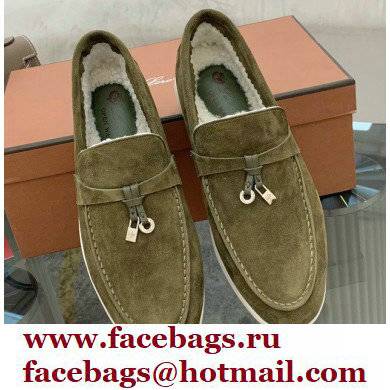 Loro Piana Shearling Fur Suede Calfskin Summer Charms Walk Loafers 06 - Click Image to Close
